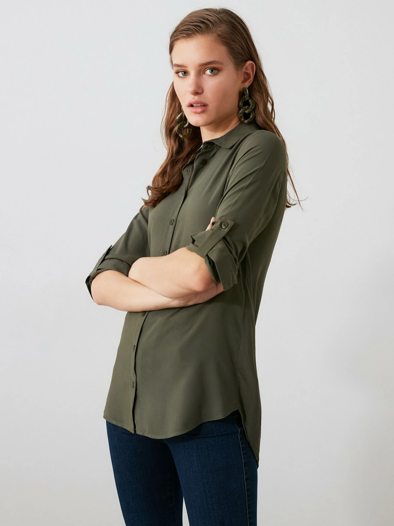 Рубашки Trendyol модель TWOSS19ST0226/Haki Рубашки Trendyol модель TWOSS19ST0226/Haki Фото