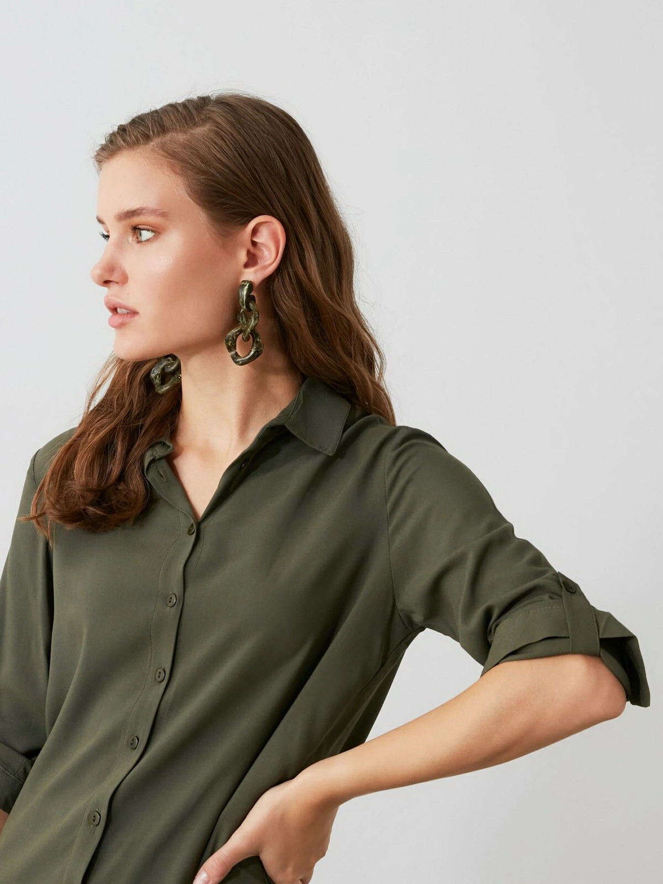 Рубашки Trendyol модель TWOSS19ST0226/Haki Рубашки Trendyol модель TWOSS19ST0226/Haki Фото