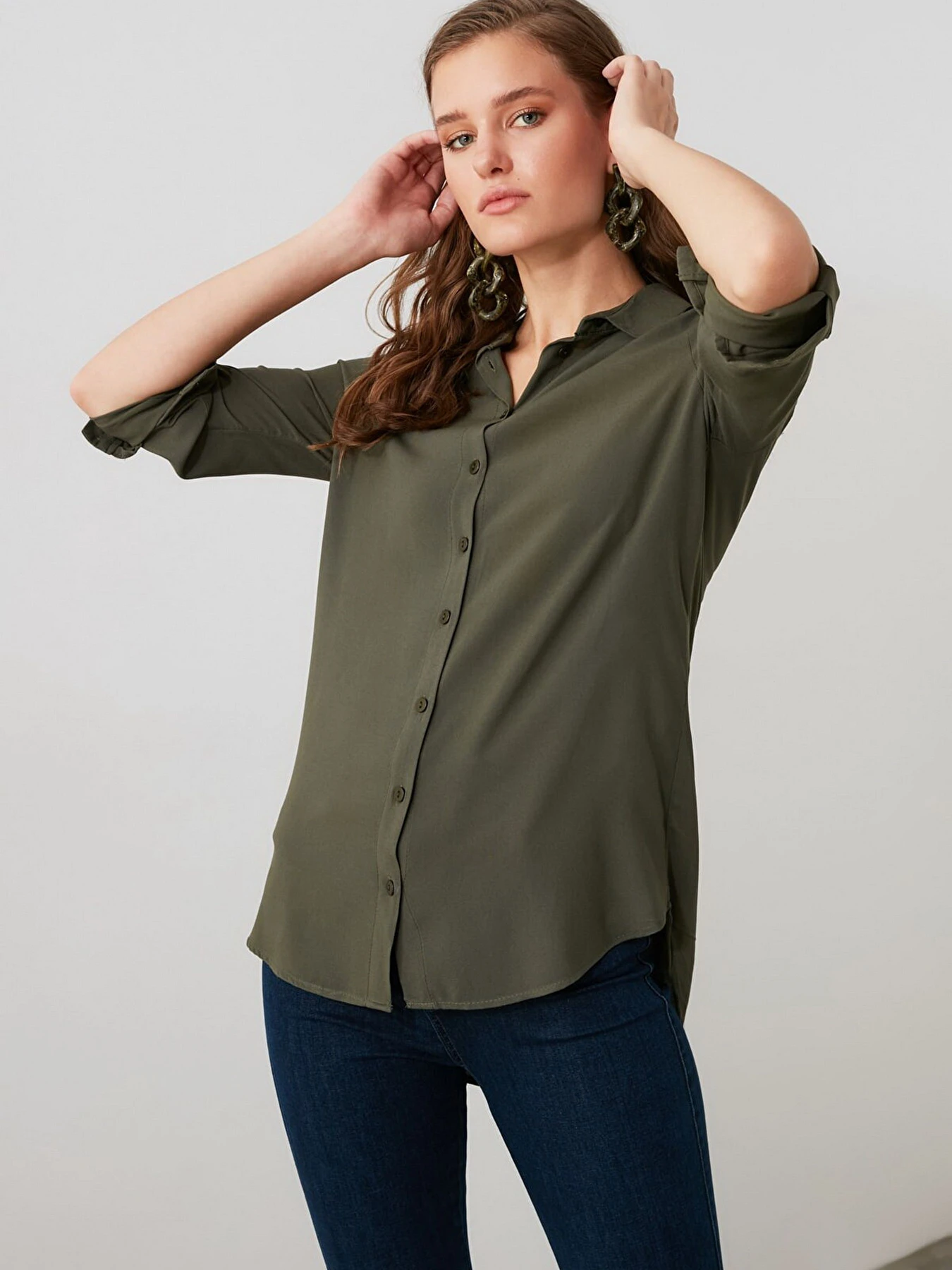 Рубашки Trendyol модель TWOSS19ST0226/Haki Рубашки Trendyol модель TWOSS19ST0226/Haki Фото