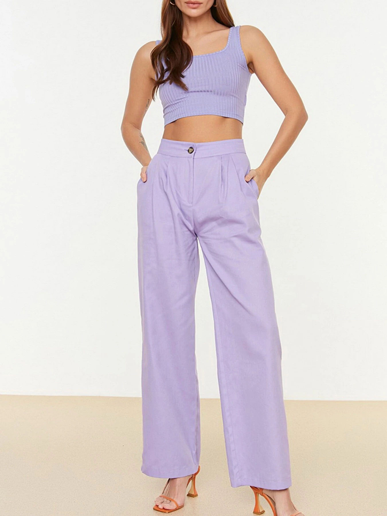 Брюки Trendyol модель TWOSS22PL0165/Mor Фото