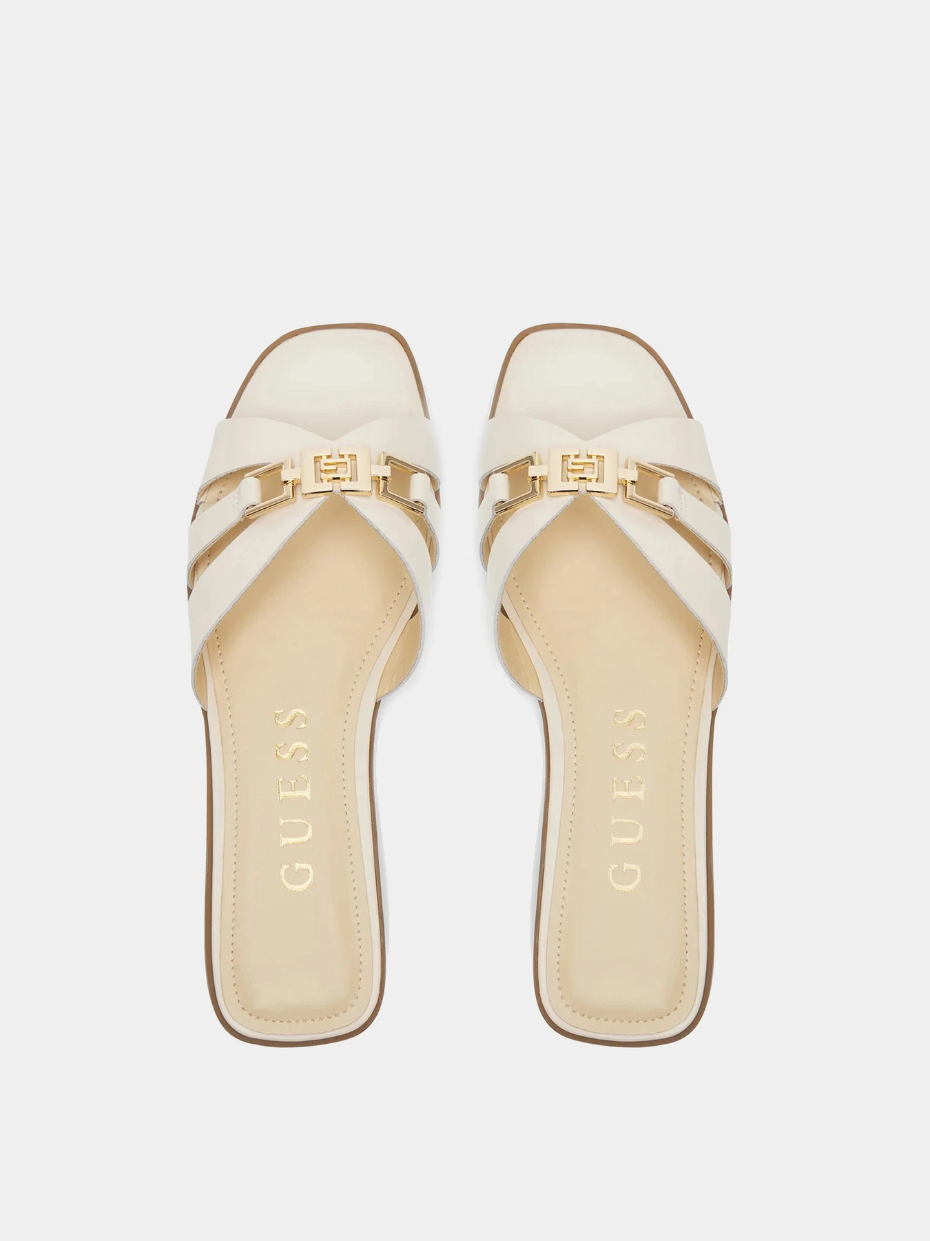 Шлёпанцы GUESS модель FLJRLL-LEA19-CREAM Фото