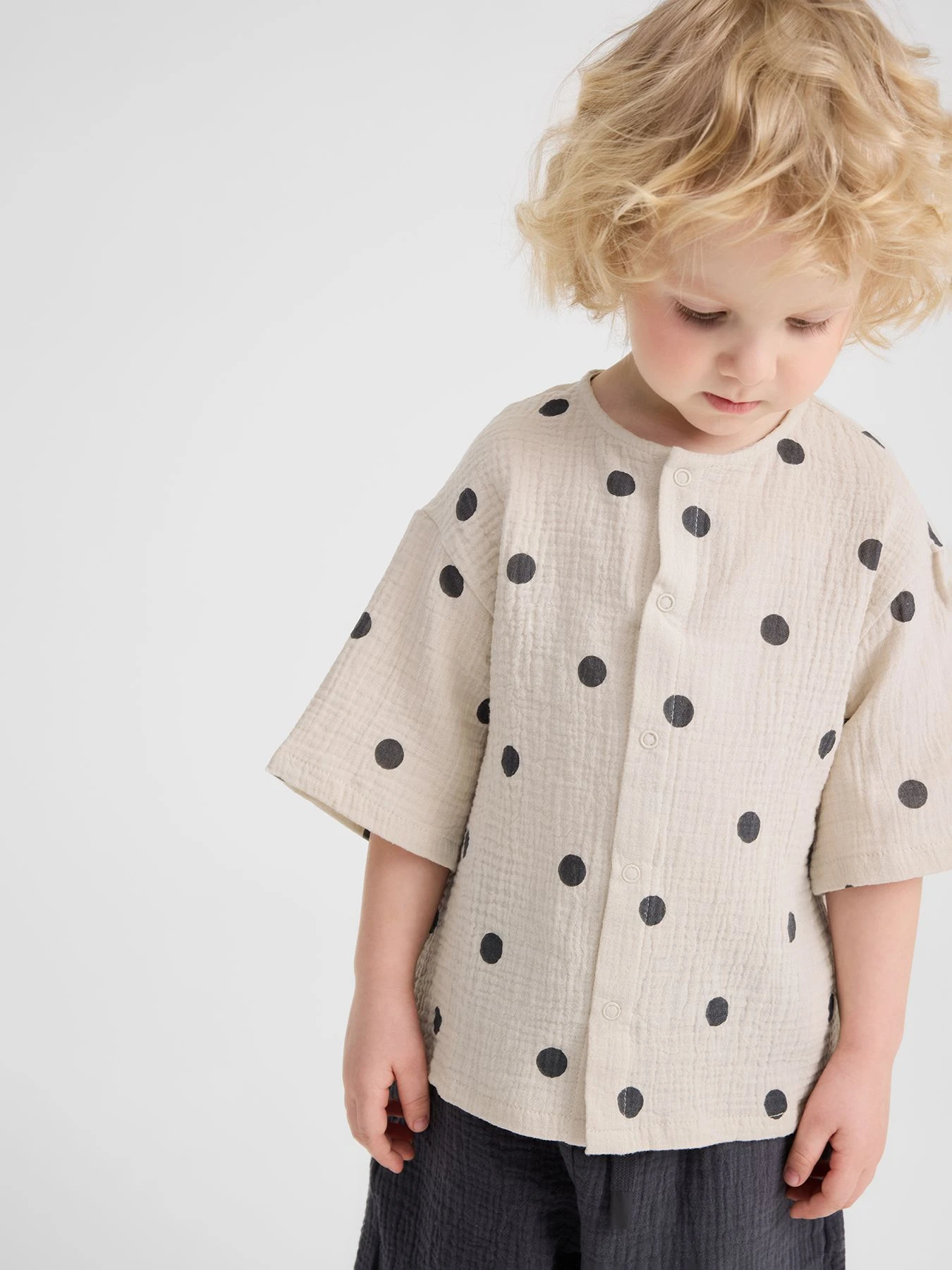 Рубашки Happy Baby модель 88271_beige-with-dots Рубашки Happy Baby модель 88271_beige-with-dots Фото