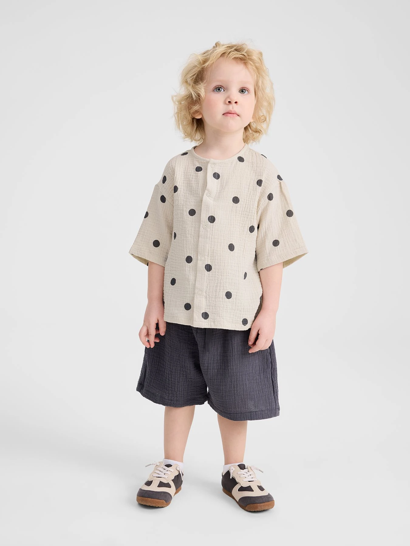 Рубашки Happy Baby модель 88271_beige-with-dots Рубашки Happy Baby модель 88271_beige-with-dots Фото